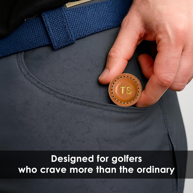 NORTHWIND Personalized Leather Golf Ball Markers (Set of 2) – Monogrammed Full Grain Genuine Leather, Debossed & Handmade in USA – Custom Golf Accessories, Unique Premium Gifts for Men, Dad & Golfers - Image 3